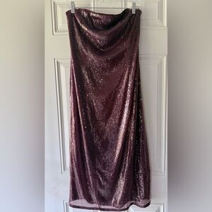 🎯60% OFF! a new day burgundy Strapless sequined midi dress